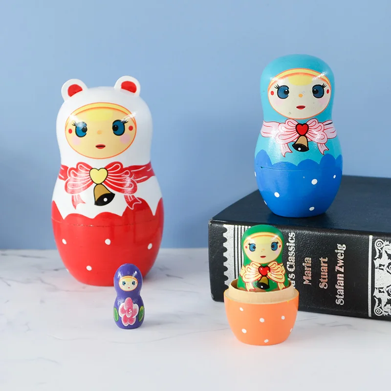 Best Selling Manual Wholesale Customization Matryoshka Wood Russian Doll Cartoon Toy for Gift