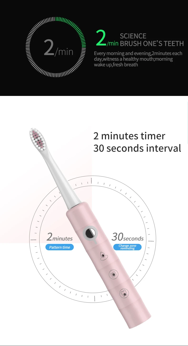 OEM Customized IPX7 Waterproof Charging Ultrasonic Sonic Electric Toothbrush