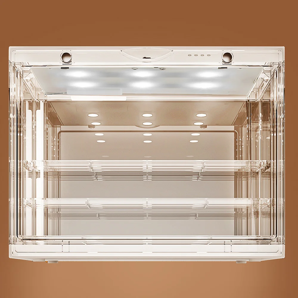 Lighting Clear Acrylic Display Case for Lego Minifigure, Action Figure with Shelf Collectibles Storage Assemble Showcase