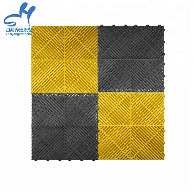 High tensile strength portable plastic garage flooring tiles modular anti slip PP floor mat drain grate for car wash room shop