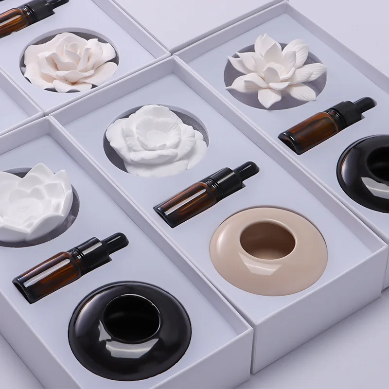 Aromatherapy Kit Ceramic Flower for Aroma Oil Diffuser Stone Porcelain Flower Diffuser Air Freshener Aromatherapy