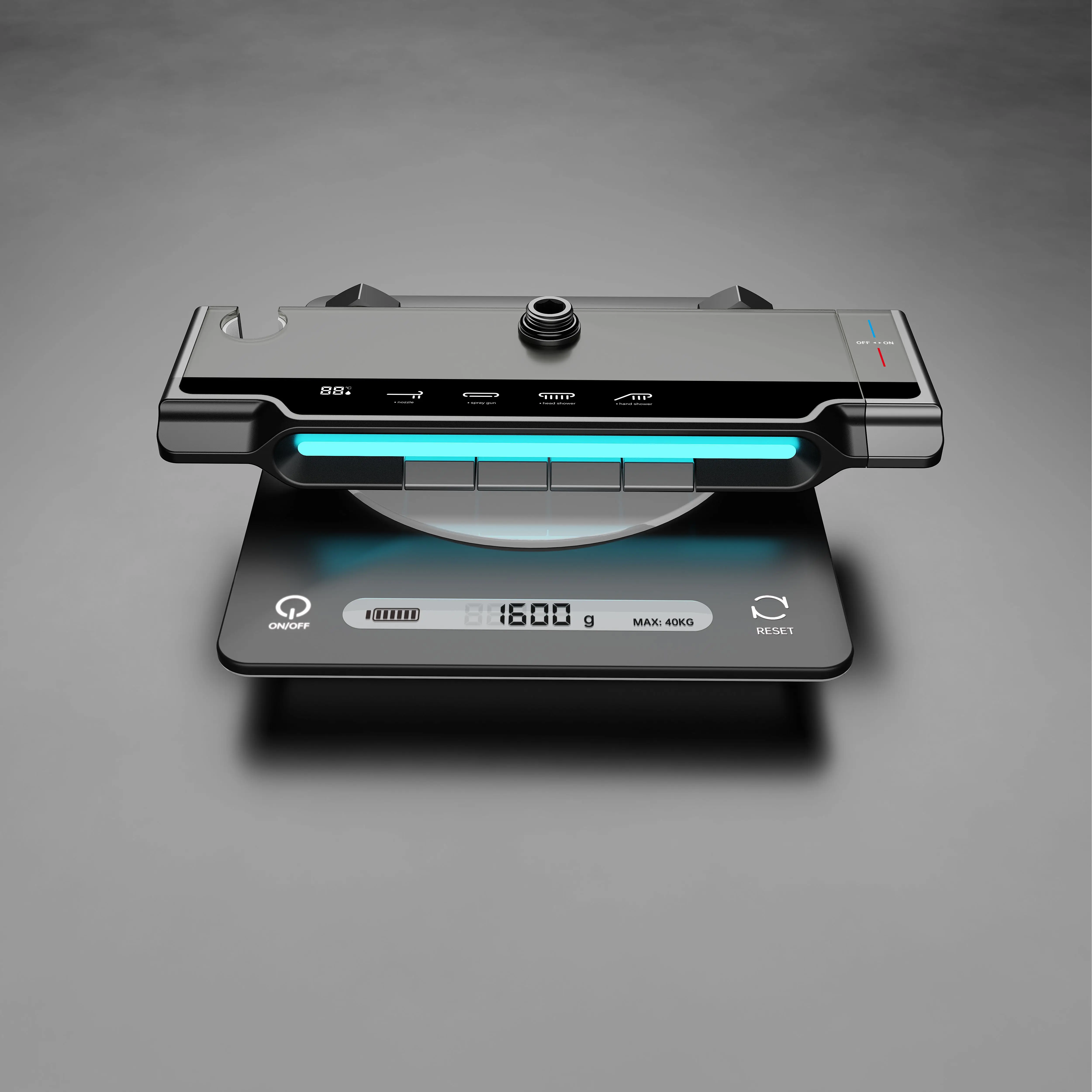 Duchas Modern Digital Cold And Hot Water Brass Luxury Rain Mixer Black System Thermostatic Piano Key Bathroom Smart Shower Set