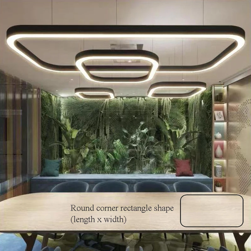 OEM aluminum profile curved line lights popular creative ceiling big pendant light for retail shore project