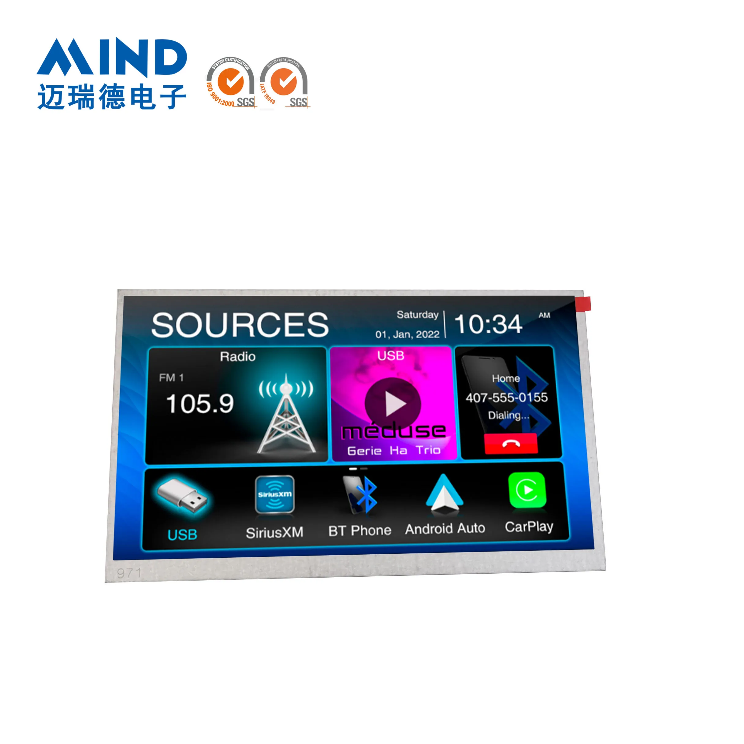 MIND electronic 1024x600  10.1 inch IPS screen LVDS factory custom Automotive TFT LCD display module LCM 60pin FPC