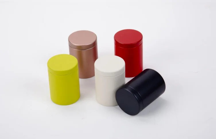Small Round Matcha Storage Packaging Coffee Containers Tea Metal Tin Can