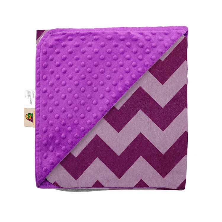 
100 Polyester Microfiber Purple Wave Korean Style Soft Baby Minky Blanket 