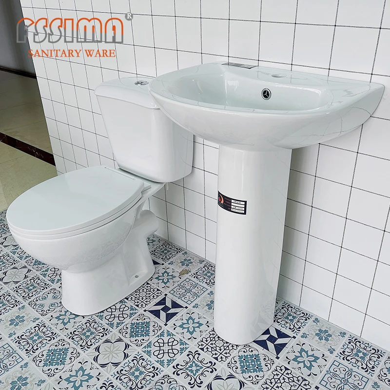 French European style Sanitary Ware Water Saving popular color Two Piece Toilet with basin