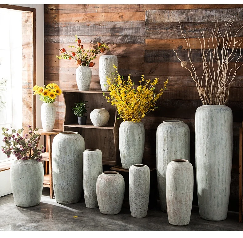 antique style matte clay bubble glazed ceramic rustic pottery retro nordic home decoration vintage vase