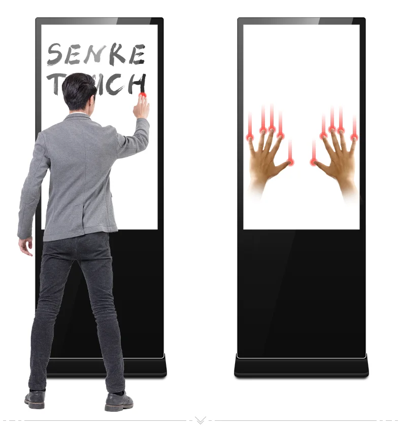 43 50 55 65 inch floor standing Android OS indoor lcd touch screen restaurant digital display signage