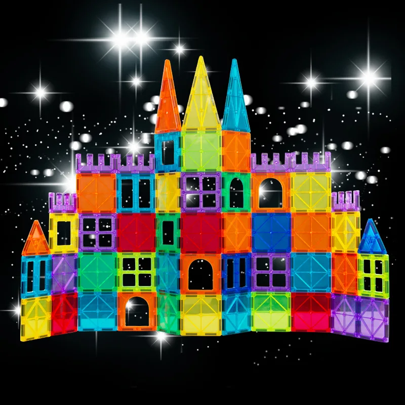 Magnetic Building Block Tiles For Kids Toy Cars Kids Magnetic Colorful Magnet Building Blocks For Children