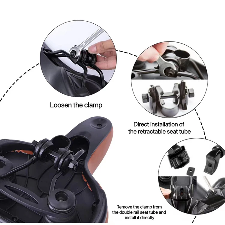 Vintage Leather Saddle Seat Cushion Road Bike town bike Sport Saddle Brown Cycling Saddle Bike Seat for unisex