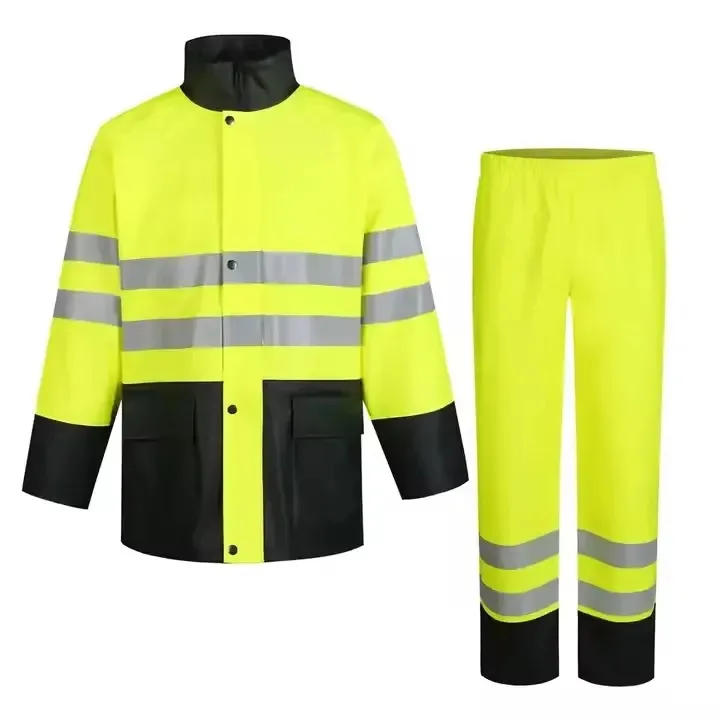 Customized Logo High Visibility Waterproof Workwear  Suits 2 Pieces Long Sleeve Work Jackets Pant Hi-visibility Security Set