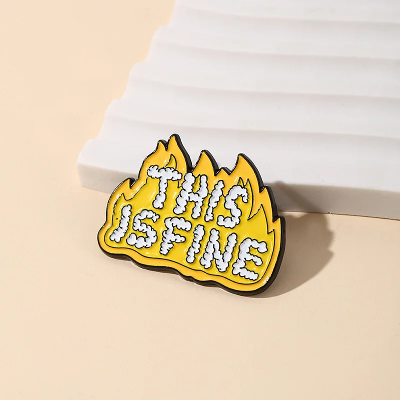 Wowei Unique Anime Cartoon Creative Love the Earth Letter This Is Fine Dog Metal Enamel Pin For Gift