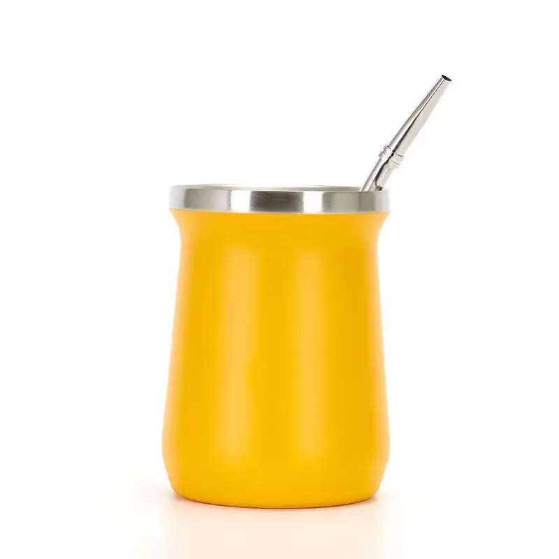 New Arrival Customized 8oz Double Wall Vacuum Stainless Steel Coffee Mug Brazil Mate Cup with Lid 230ML Ice Cream Cup
