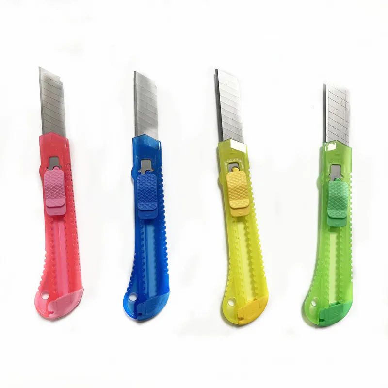 Wholesale Promotional Factory Supplies Stationery Knife Plastic Handle Sliding Retractable Utility Knife