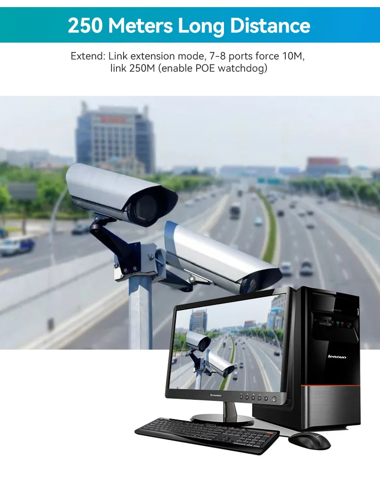 Sailsky 8 port gigabit ethernet network poe switch SY-8G2GP