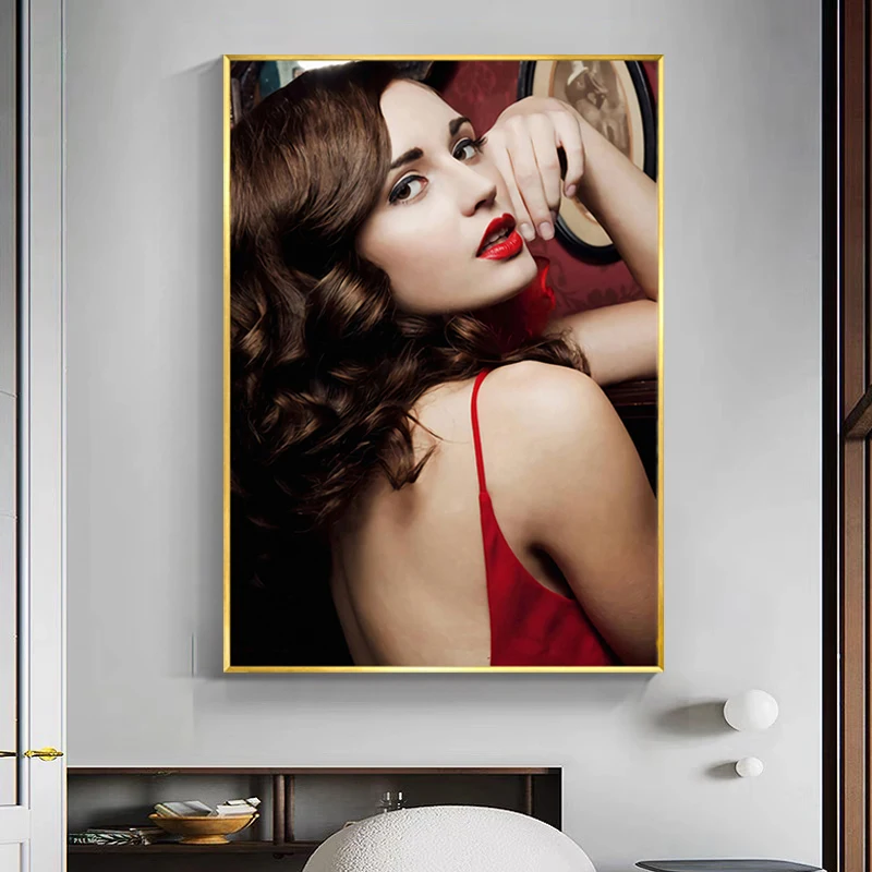 JZ Living Room Decorative Women Prints Picture Morden Girl Acrylic Artwork Crystal Porcelain Wall Paintings Portraits