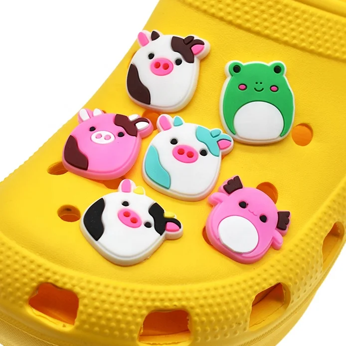 custom cute pig cartoons shoe charms piglet cow squishmallow croc charms