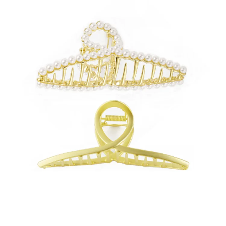 2021 корейский стиль золотые жемчужины белые кристаллы металлическая заколка для волос сплав ручной работы геометрические боковые Зажимы для женщин