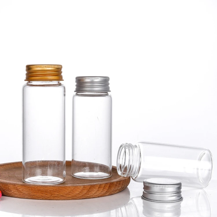 50ml 60ml 80ml Clear Round Empty Glass Tube Bottle Borosilicate Glass Container Storage Jar With Screw Cap