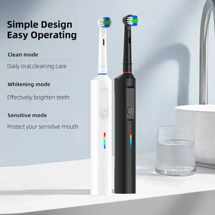 Rotating Electric Toothbrush IPX7 USB Swivel Head Oral Care Sonic Electric Toothbrush With Reciprocating Round Brush Head