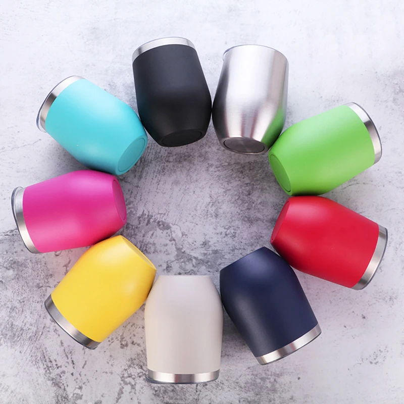 In Stock 12 Colors Hot Stainless Steel Tumbler 12OZ Egg Shaped Mug Double Wall Insulated Wine Tumbler Mug With Custom Logo
