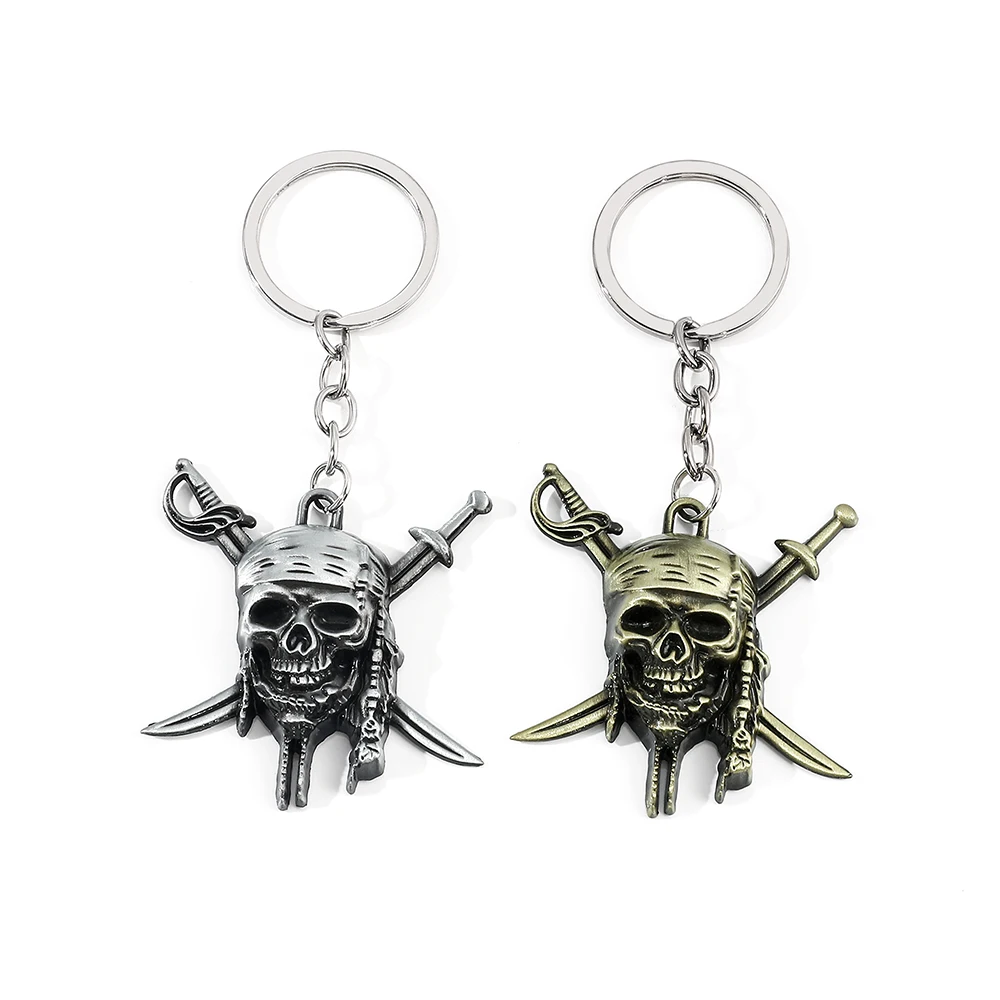 Vintage Jack Pendant Charm Keychain Skeleton Shape Punk Style Metal Keyring Key Chains