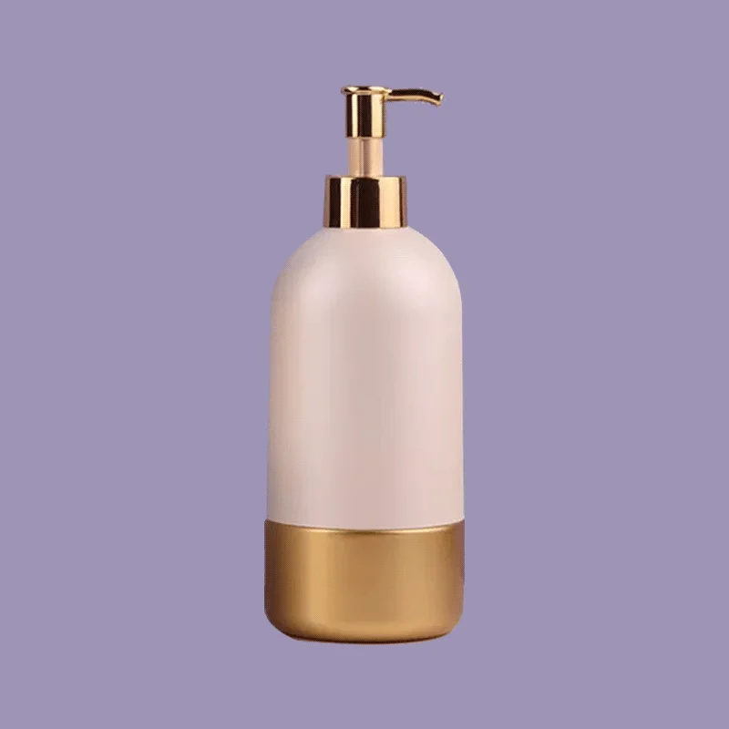 Luxury Gold Body Wash Packaging Shower Gel Bottle Round Shape Container 300ml 800ml Plastic Pet Shampoo Bottle Private Label