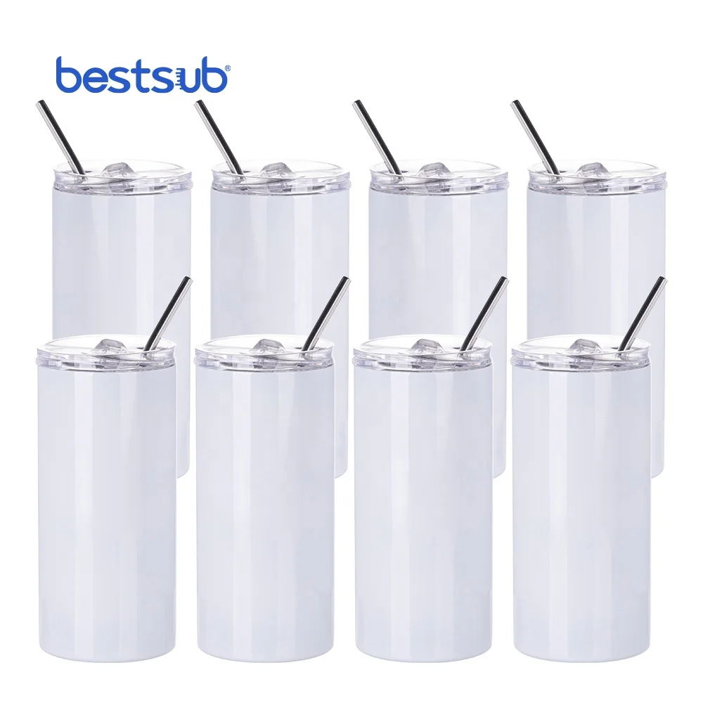 BestSub Wholesale Tumbler Cups in Bulk Insulated Double Wall Vacuum Skinny Sublimation Blanks Stainless Steel Tumbler
