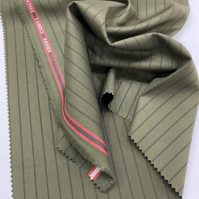 High Quality Wholesale 65 Polyester  35 Rayon Dobby Pattan Fabric Mens Suiting Fabric