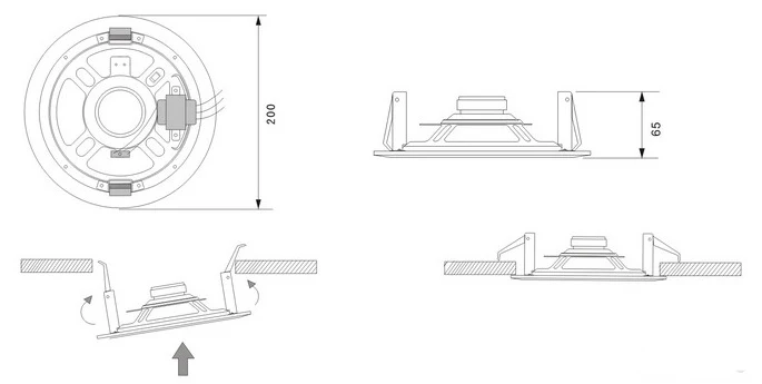 CS-205A Cheap PA 6.5 inch Full Range Invisible Speaker Inside Walls Low Profile Surface Install Unseen In Ceiling Loudspeaker