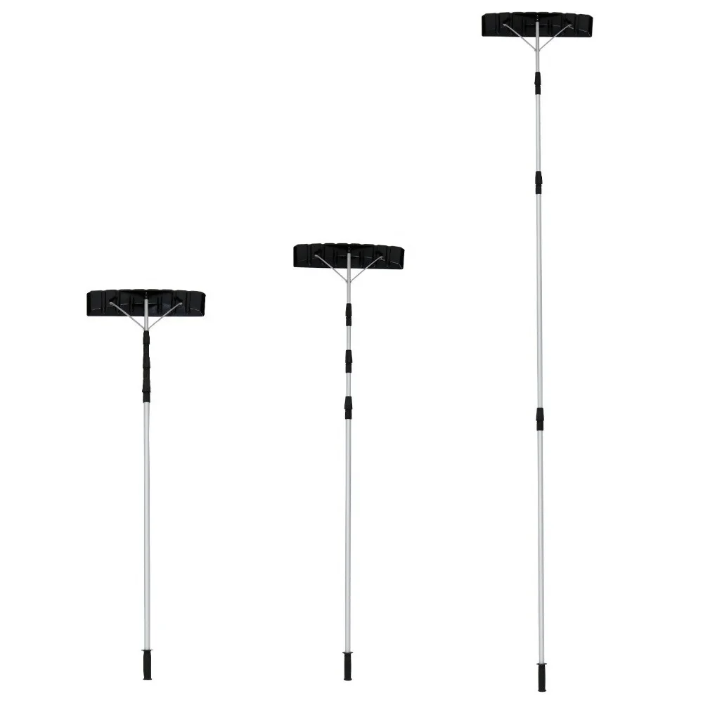Winter snow tools telescopic roof snow pusher with plastic shovel head