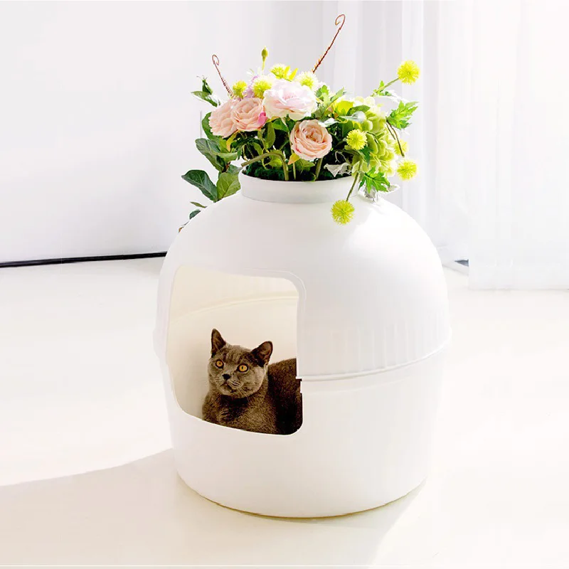 Pet Cat Litter Cabinet Planter Furniture Cat Toilet Hidden Kitty Large Cats Sandbox Plus Size No Leakage Enclosure Litter Box
