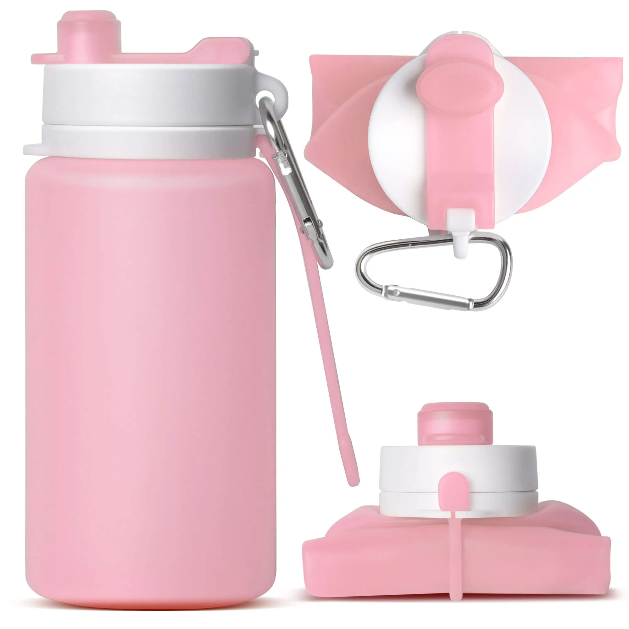 Collapsible Water Bottle Foldable Water Bottle for Travel Portable Silicone Water Bottle with Clip for Backpack