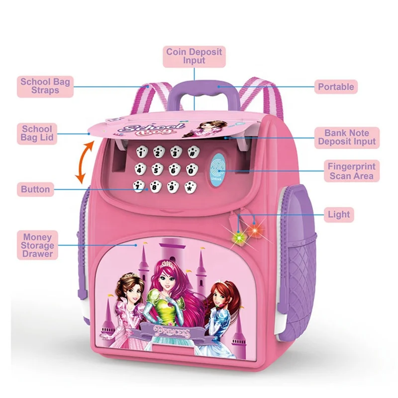 Best Gifts School Bags Money Save Box ATM Password Plastic Large Electronic Money Coin Banks Girls Boys Piggy Bank for Kids