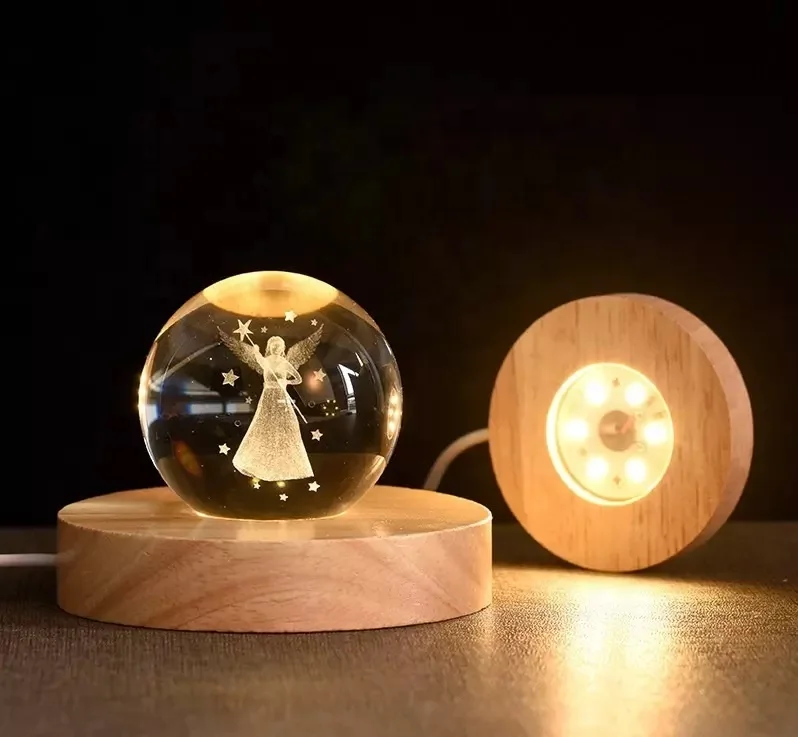 Factory Direct Wholesale Support Custom Size Rechargeable Wood Round Base For Decoration