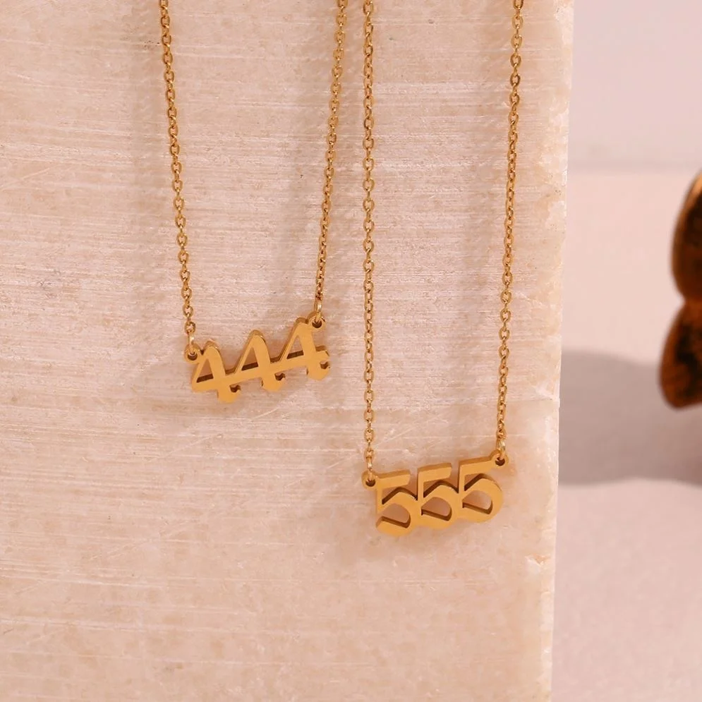 New Design Tarnish Free Angel Number Necklace 18K Gold Plated Stainless Steel Pendant Necklace