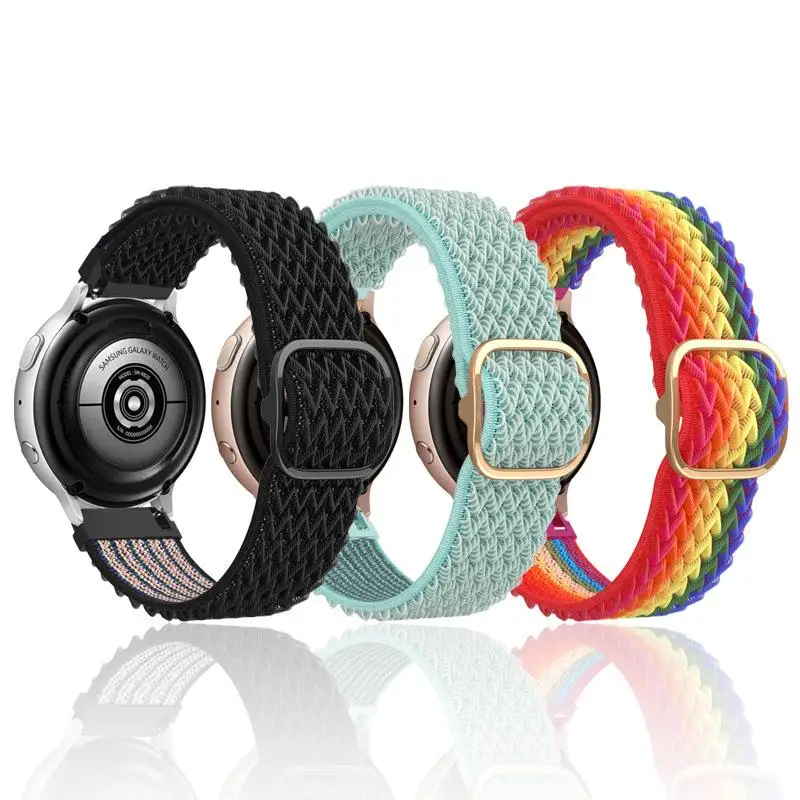Нейлон Samsung Galaxy ремешок для наручных часов 20 мм/22 мм с волнистым рисунком стрейч USB кабель нейлоновой оплеткой 14 видов цветов регулируемый нейлоновый