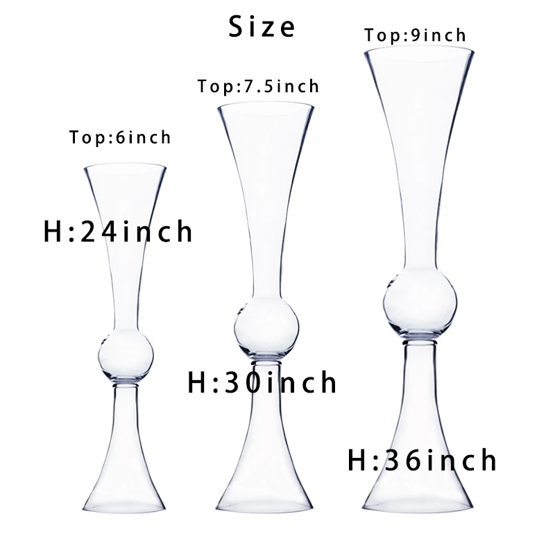 
Large Silver Mercury Reversible Trumpet Glass Vases For Wedding decoration 