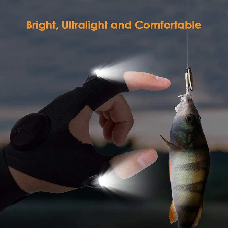 Battery Powered Light Gloves Led Fingerless LED Flashlight Gloves Man Birthday Gifts lighting Finger Gloves With Lights