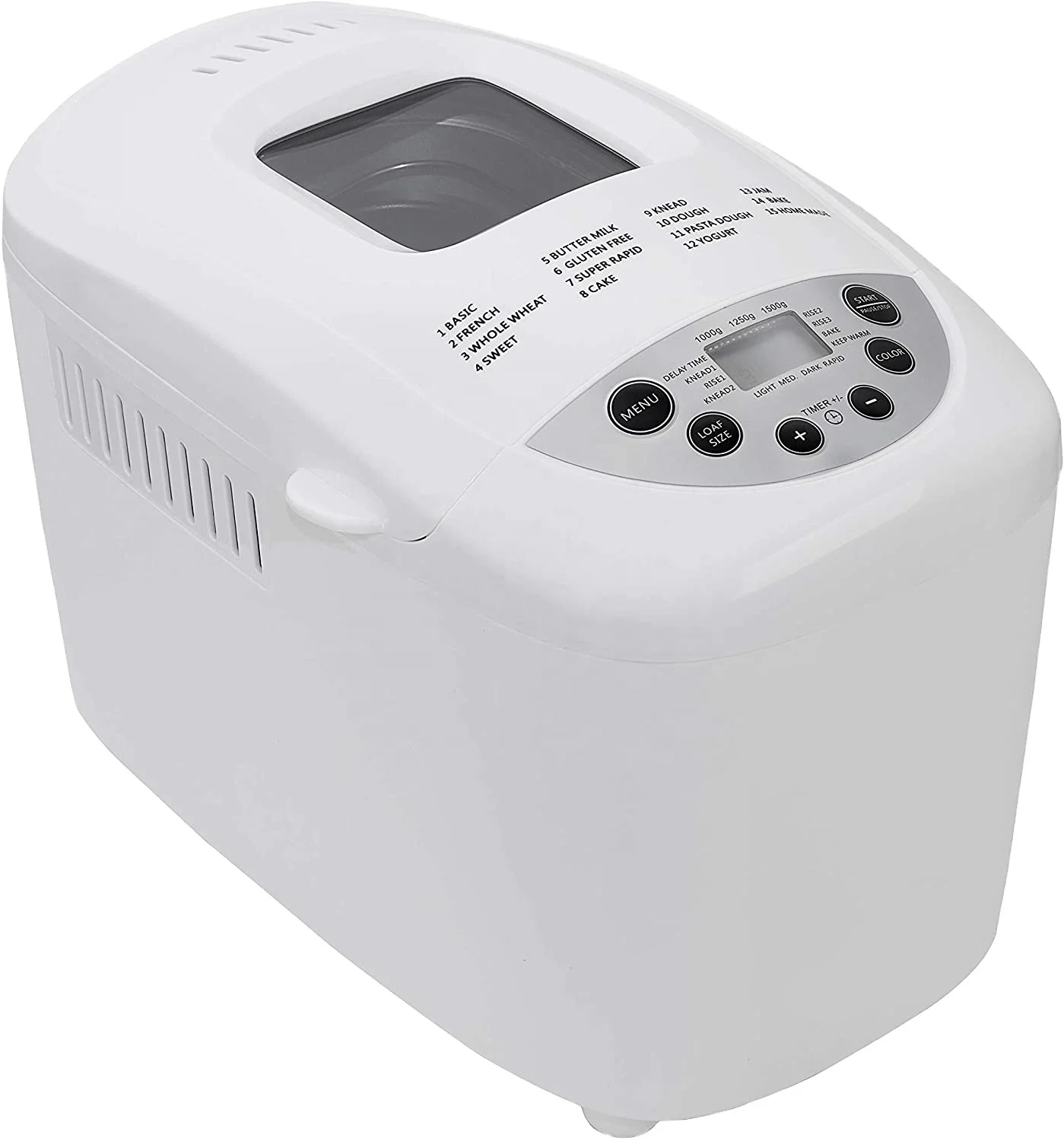 Bread Maker, 15 Programmes, 3lb/1.5kg, Gluten-Free Baking, 2 Dough Hooks, Warming Function