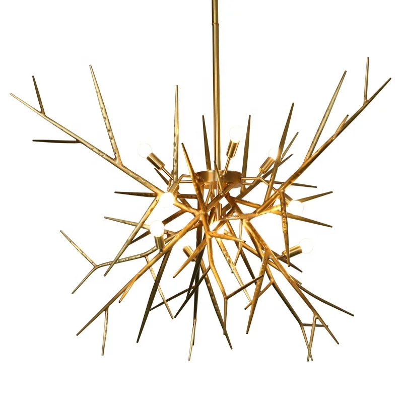 HITECDAD luxury vintage retro design brass color decorative led chandelier light hotel villa brass nordic chandelier