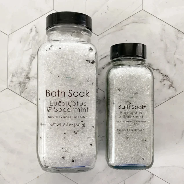 Custom Bottle Container Bath Salts Soak Natural Scented Pink Himalayan Dead Sea Bath Salts Epson With Flowers