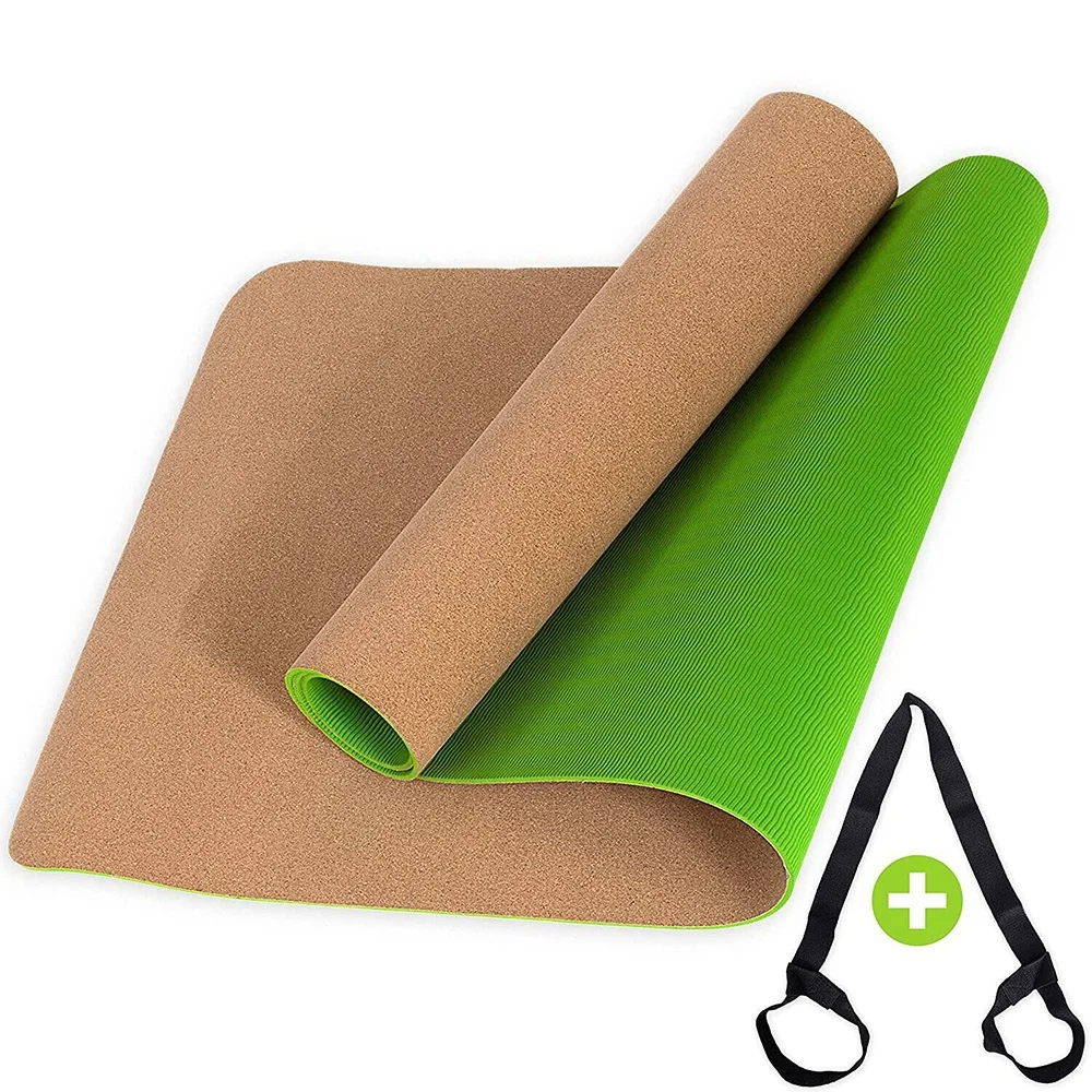 Custom Print TPE Yoga Mats Cork Eco Friendly Private Label Non Slip TPE Yoga Mat Set for Fitness Women