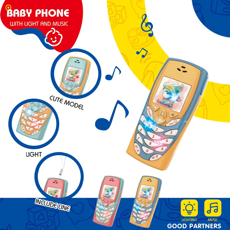 Baby Cartoon Cell Phone Toys with Lighting Music Battery Operated Mobiles Toys for Kids