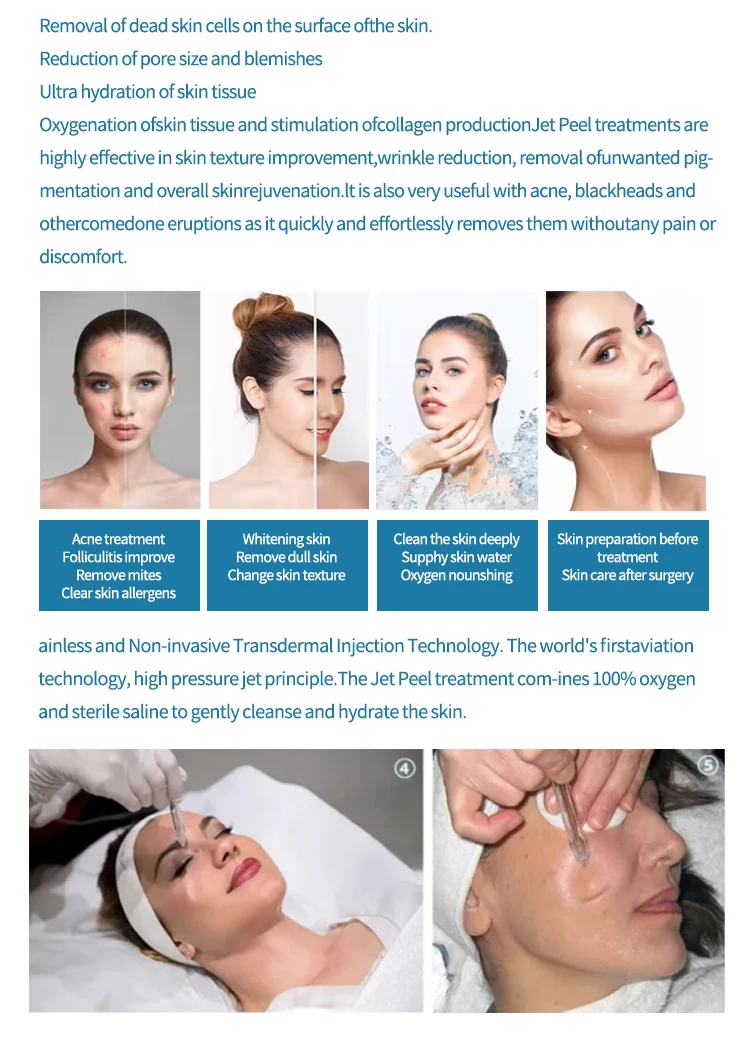 Newest Water Oxygen Jet Peel Handpiece hydrotherapy spa jet skin rejuvenation o2 oxygen water spray jet peel infusion machine