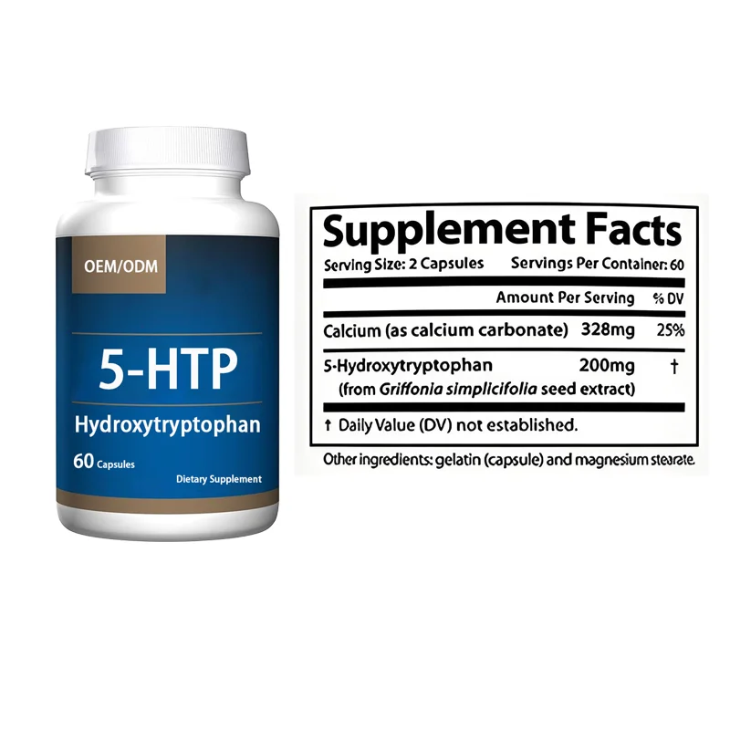 Private Label 5-htp капсулы плюс кальциевая медицинская добавка для поддержания спокойствия и расслабления сна