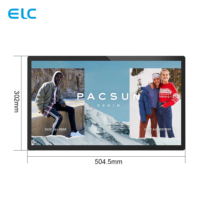 Big screen 21.5 inch wall mounted capacitive touch screen supermarket catering digital signage displays with rj45 usb sd card