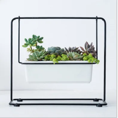 New Nordic creative hanging swing wrought iron ceramic flower pot for indoor garden decoration