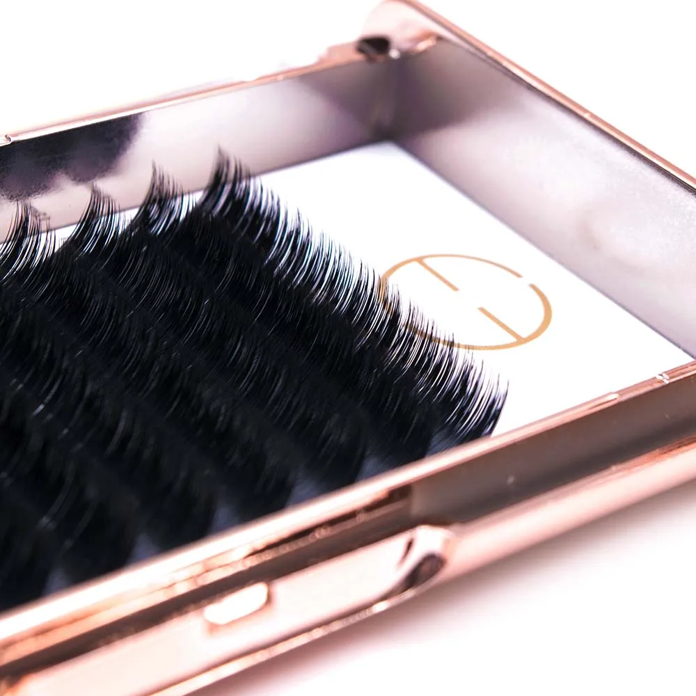 Yiernuo 20mm Cashmere Easy Fan Blooming Eyelash Extension Private Label 0.03 0.05 0.07 Automatic Lash Extension